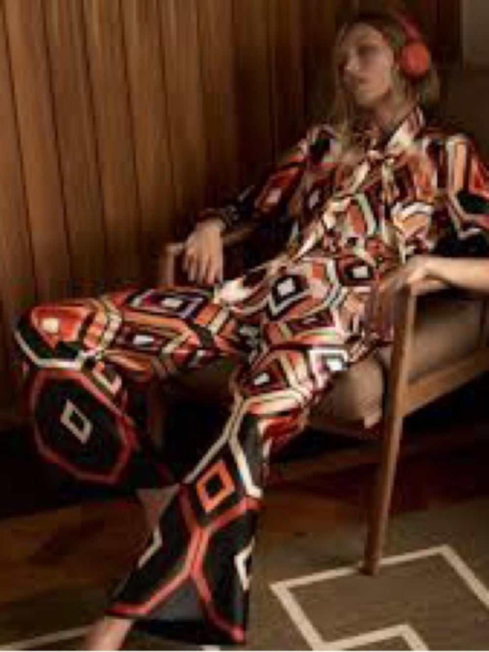 Zara Geometric-Print Jumpsuit in Red, Orange, Black and White Sz M